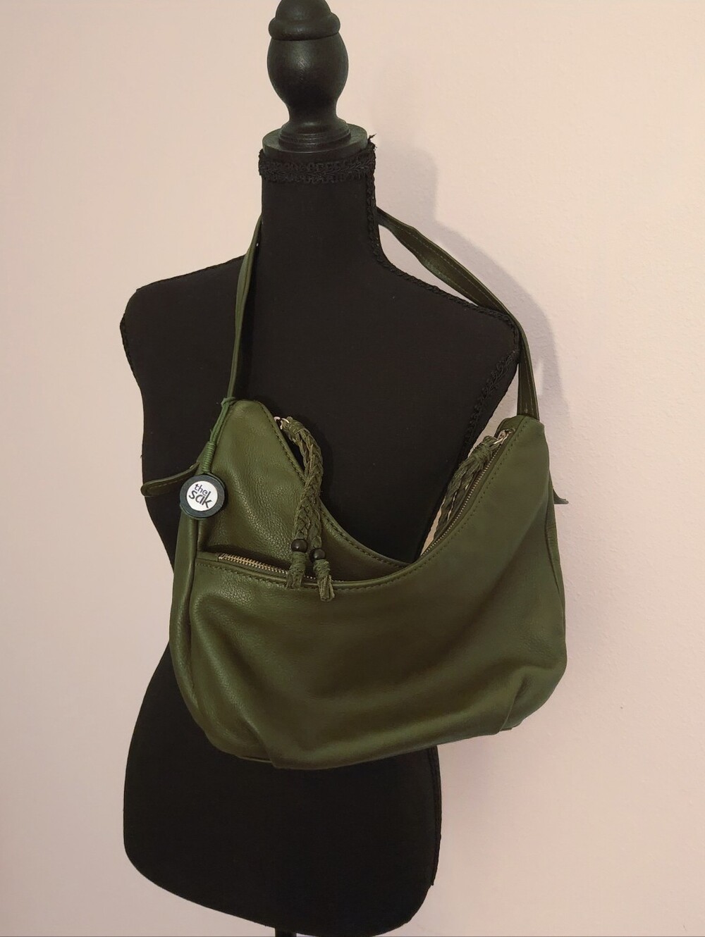 The Sak Olive Green Pebbled Leather Shoulder Bag - Picture 7 of 7